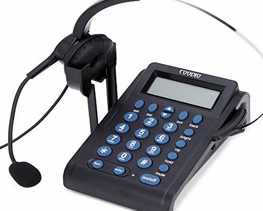 coodio Call Center Telephone with Headset, Coodio Corded Phone [Call Center] Telephone with Headset and Recording Cable and Tone Dialpad [Office Phone] RJ11 6P2C Telephone Socket - C999